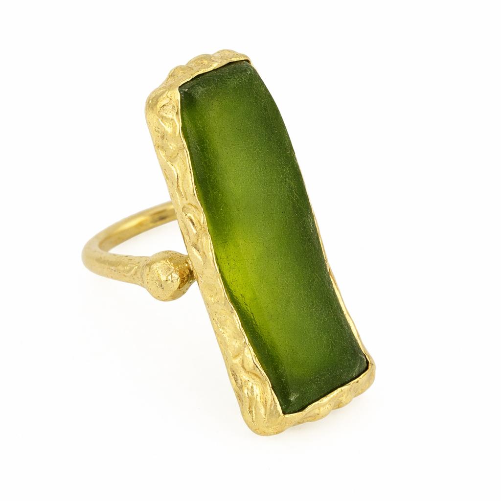 Brass green resin Ring