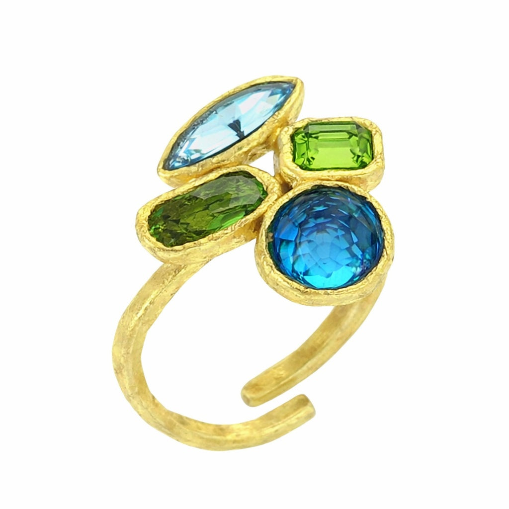 Brass Blue Resin Ring
