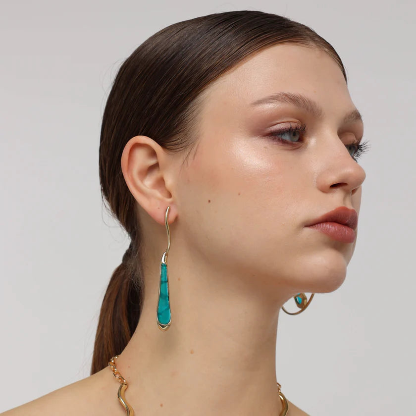 Blue Brass Earrings