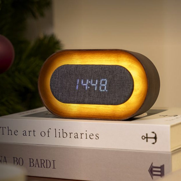 White Ash Oval Lumos Clock