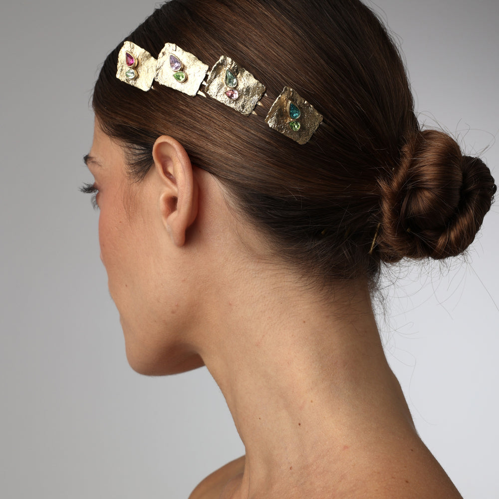Brass Blue Zircon Hairpin