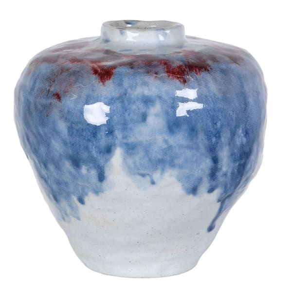 Squat tri coloured vase