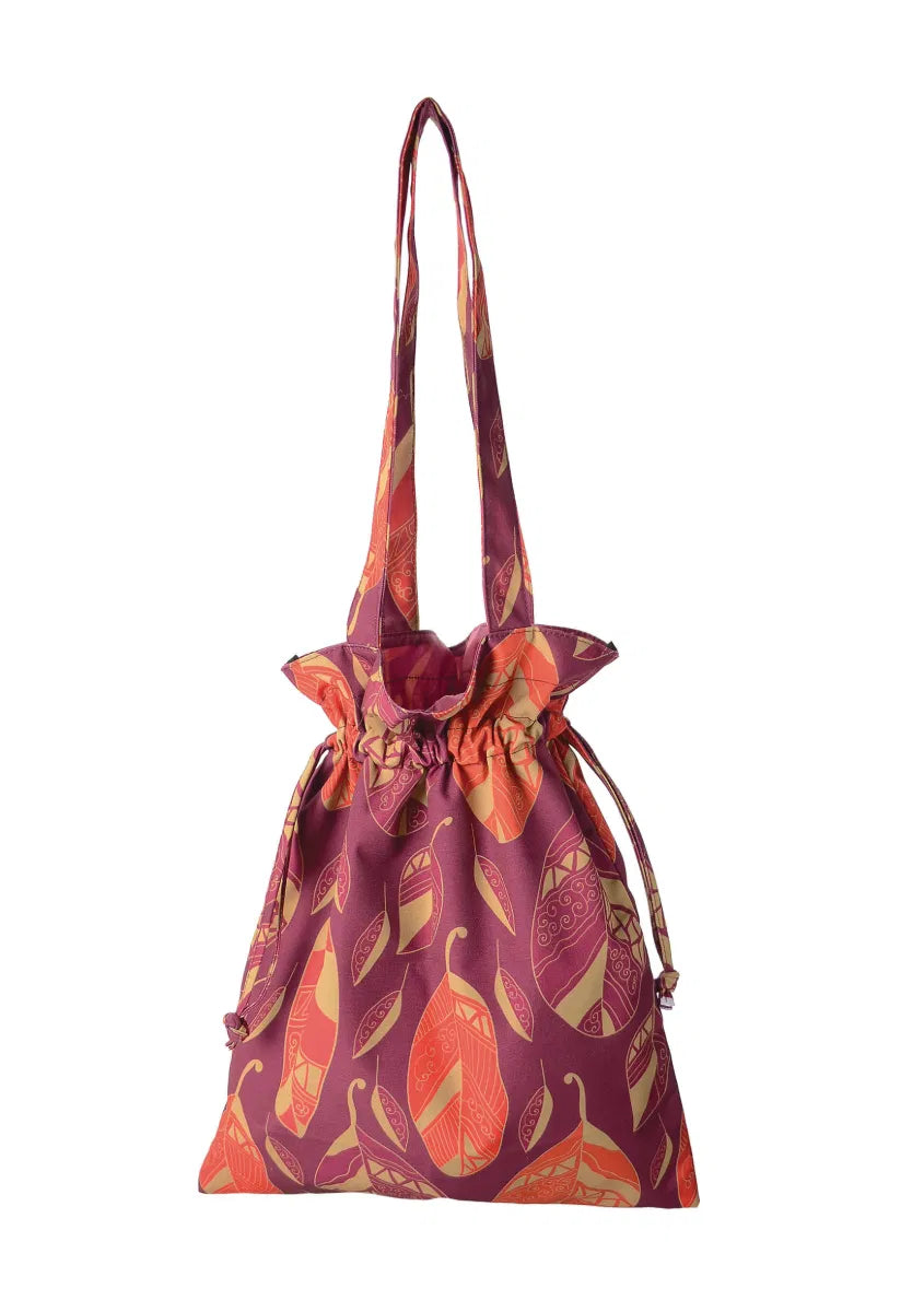 Very Berry Leaf Draw String Bag