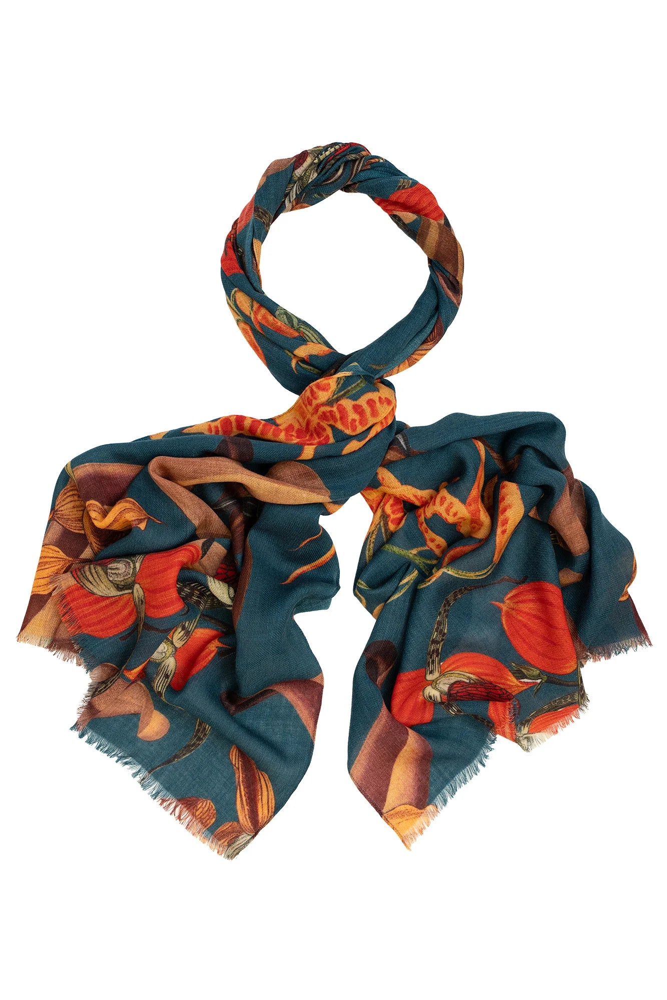 Orchid Teal Wool Scarf