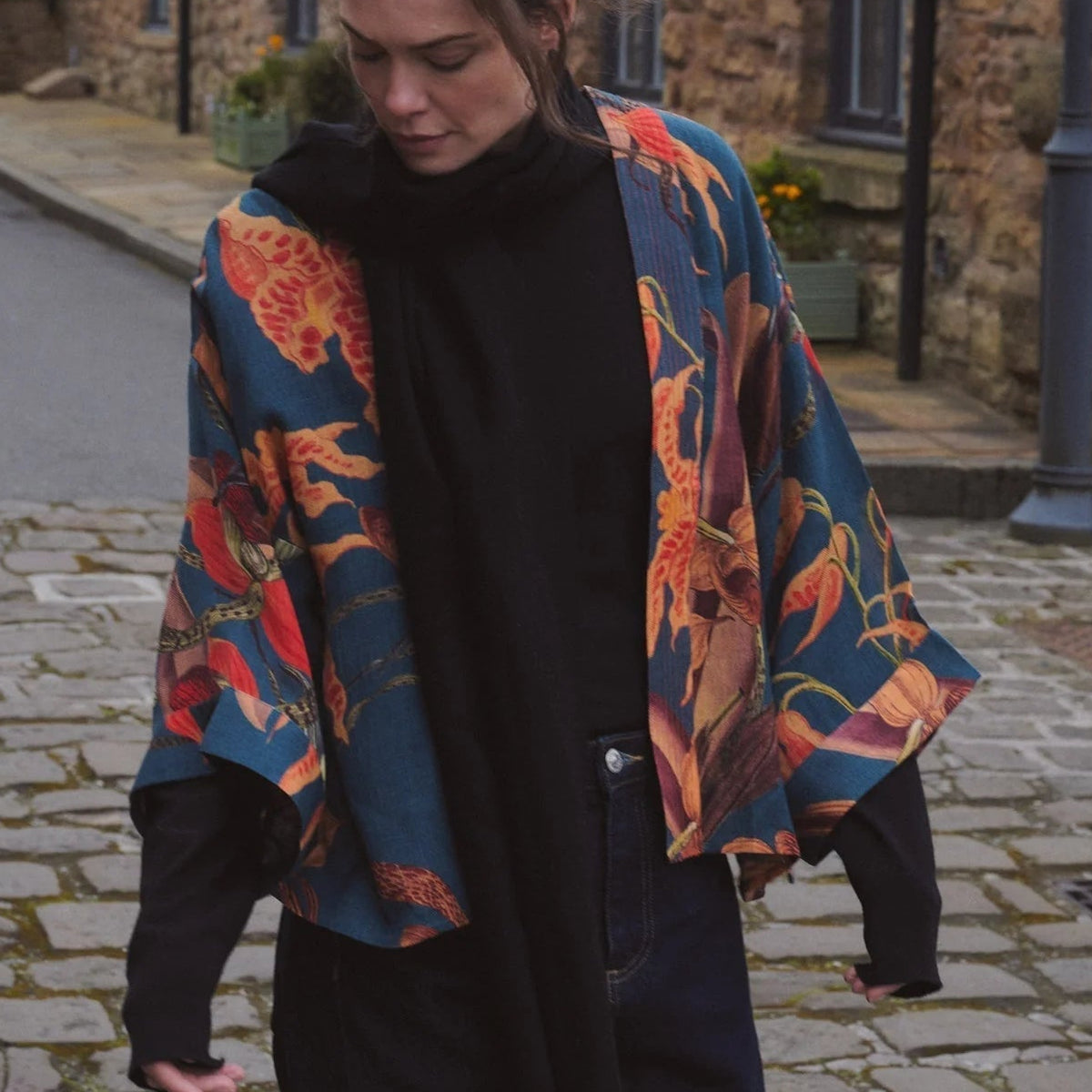 Orchid Teal Wool Kimono