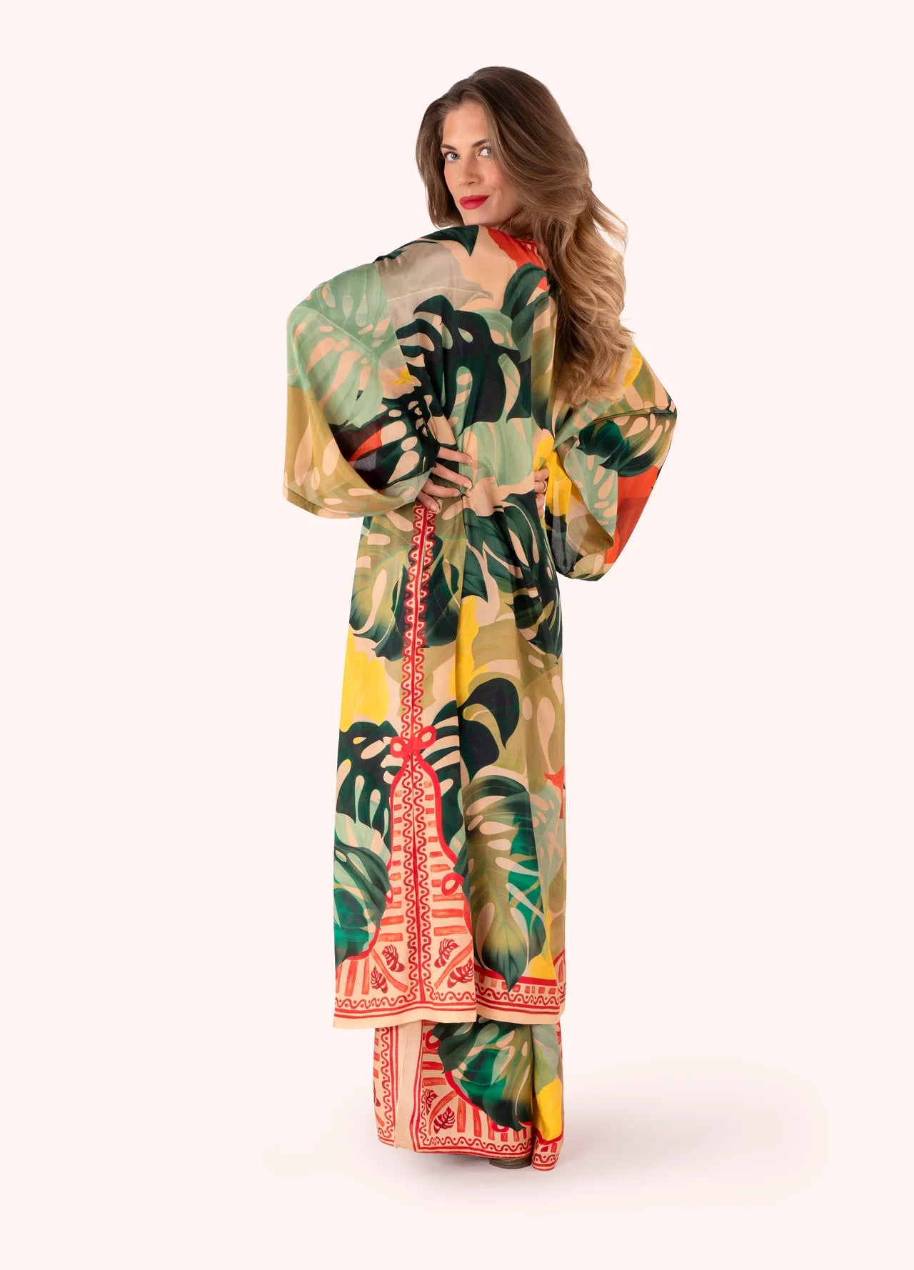 Exotic leaves Long Kimono