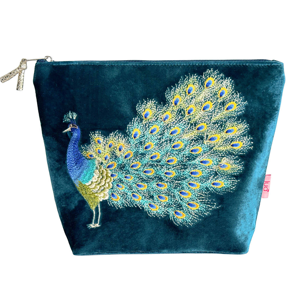 Dark Turquoise Peacock Cosmetic Purse