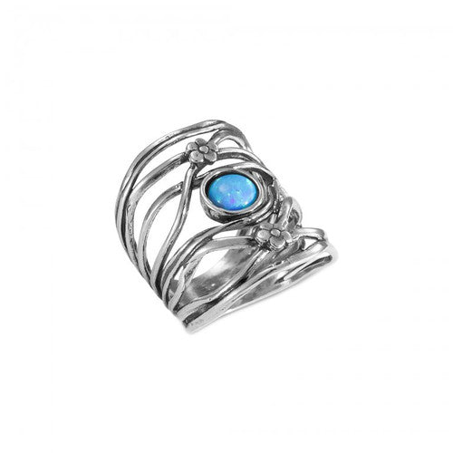 Silver opal cuff ring
