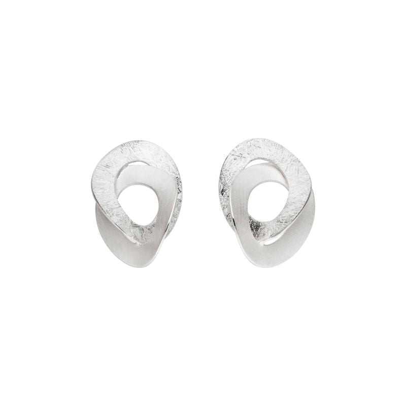 Silver Oval Swirl Earrings