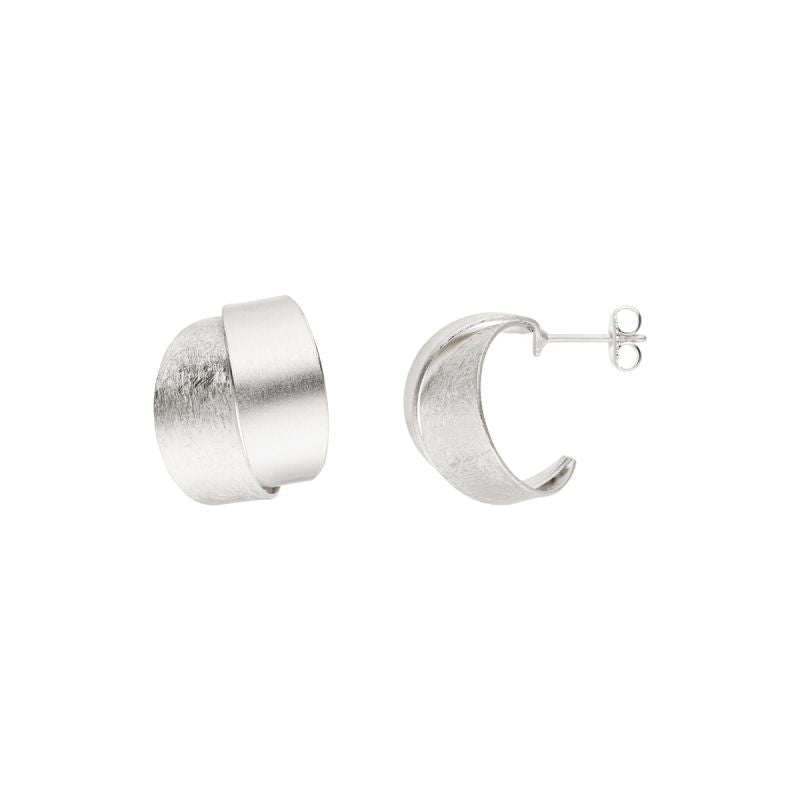 Silver Etched Curve Earrings