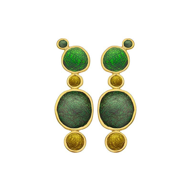 Green Long Pebble Earrings