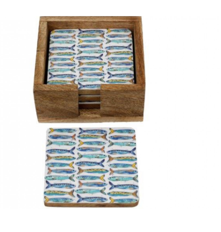 S/4 Sardine Enamel Coasters