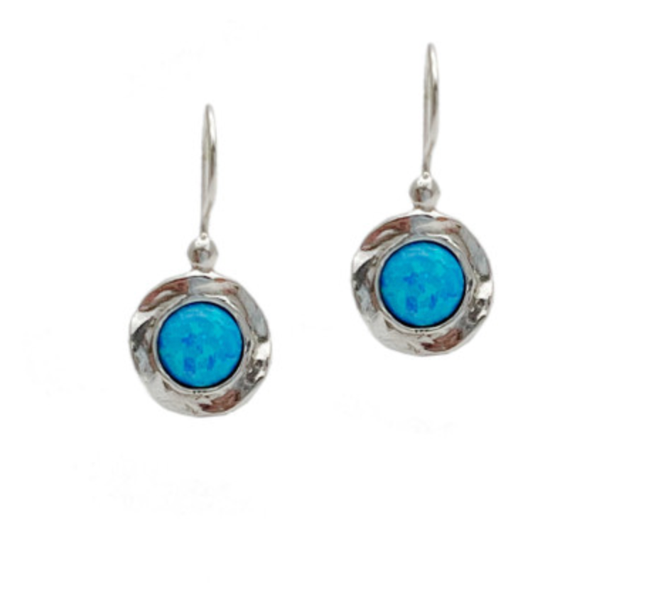 Opal Circle Drop Earrings