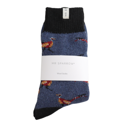 Blue Wool Pheasants Socks