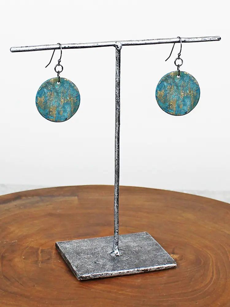 Teal Shell Disc Earrings