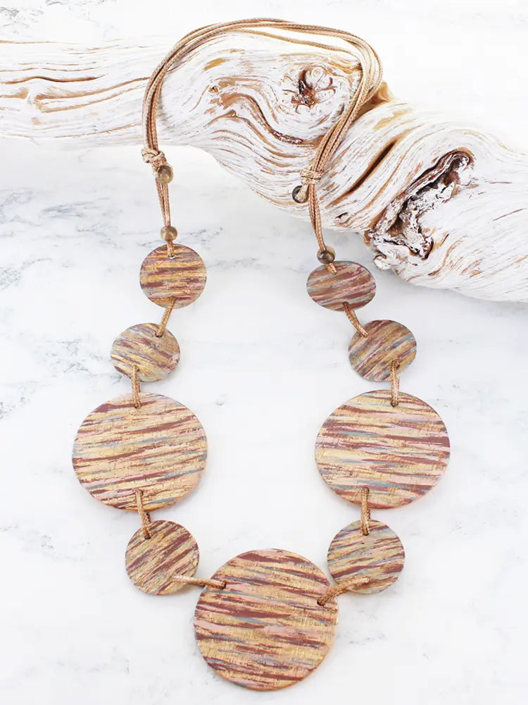 Natural Long Shell Disc Necklace
