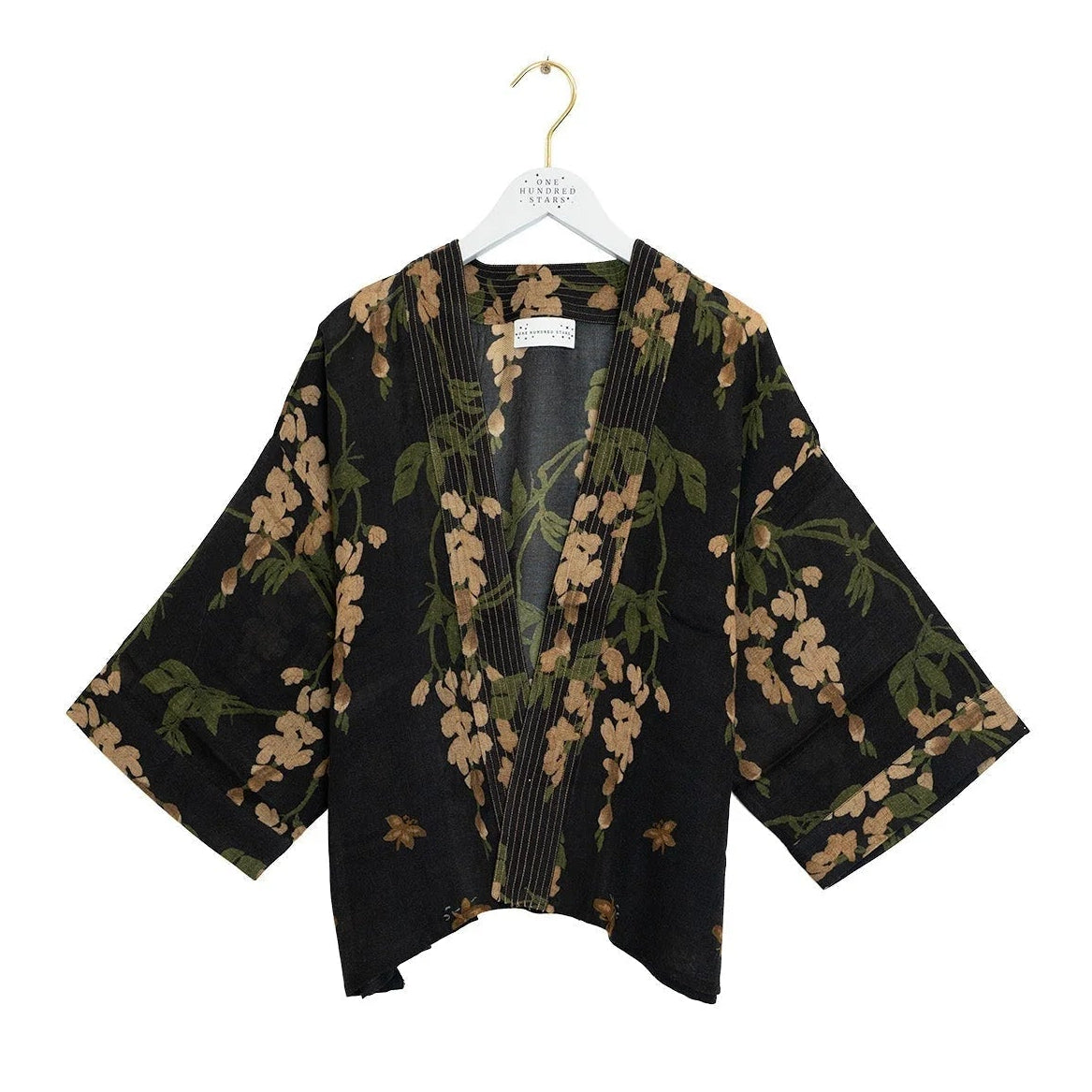 Wisteria Black Wool Kimono