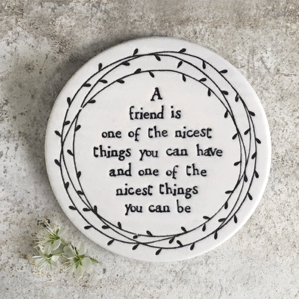 "A Friend is Nicest" Porcelain Coaster - The Nancy Smillie Shop - Art, Jewellery & Designer Gifts Glasgow