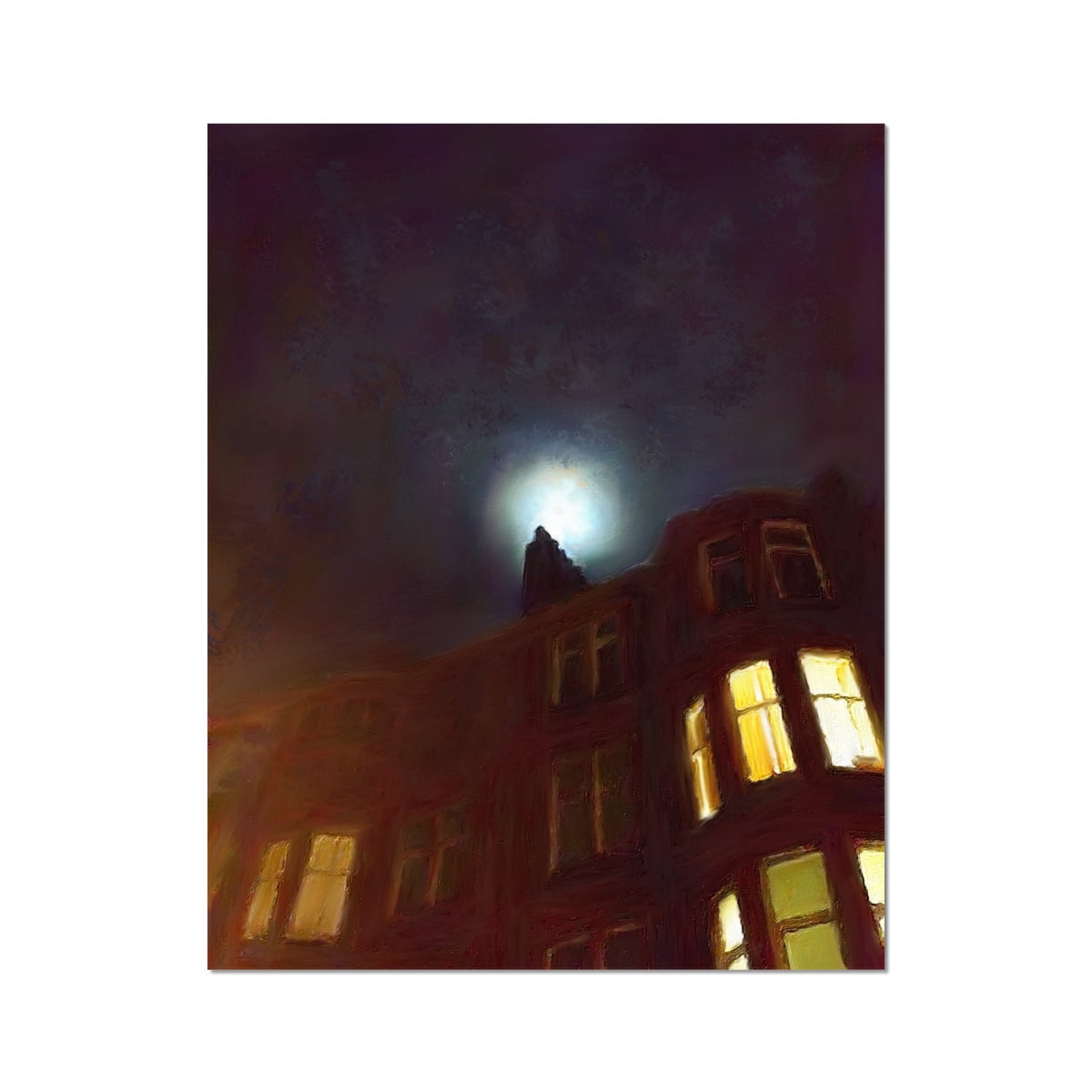 A Moonlit Tenement Artist Proof Collector Print - All Art Prints - Scotland