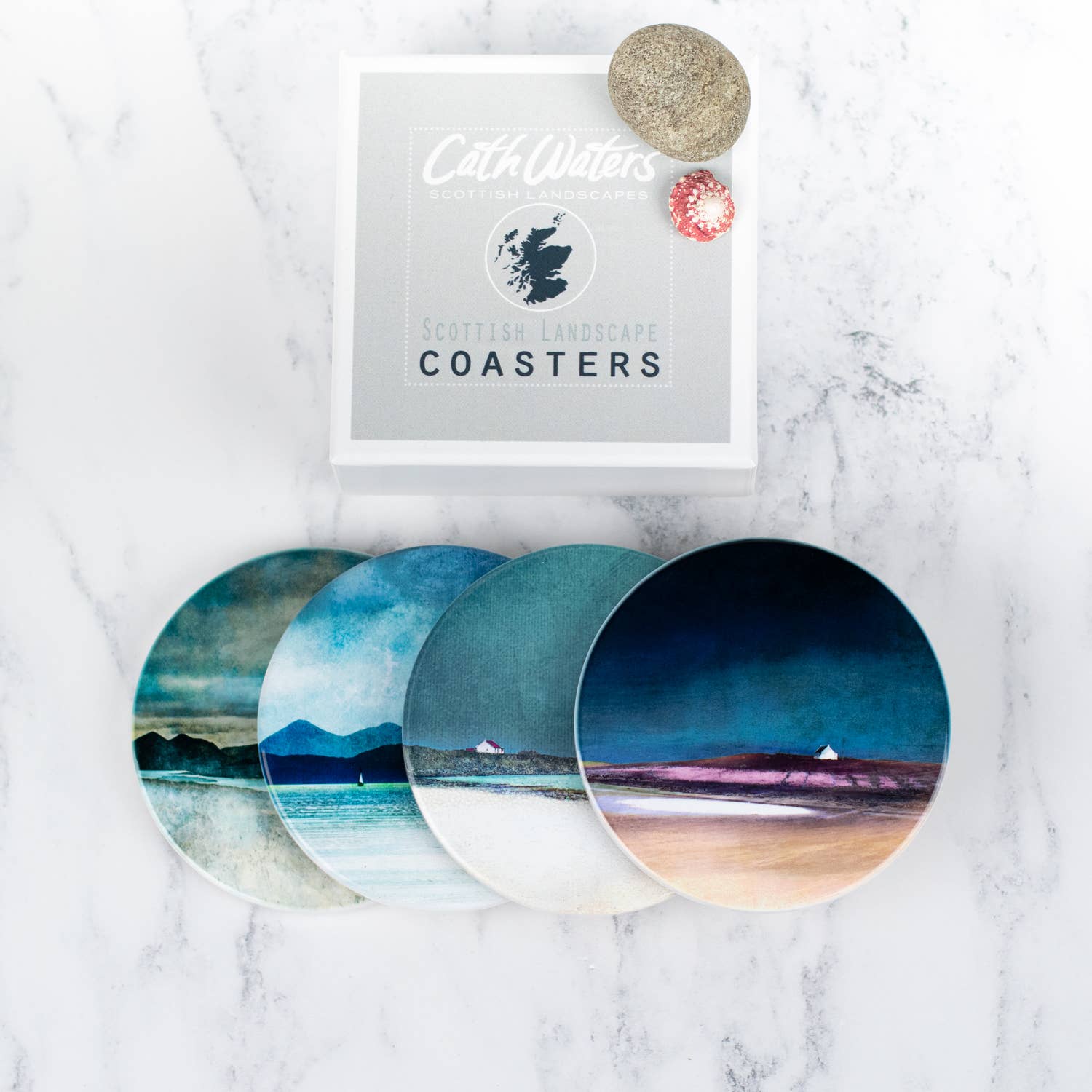 Mixed Boxed Set of Four Ceramic Coasters