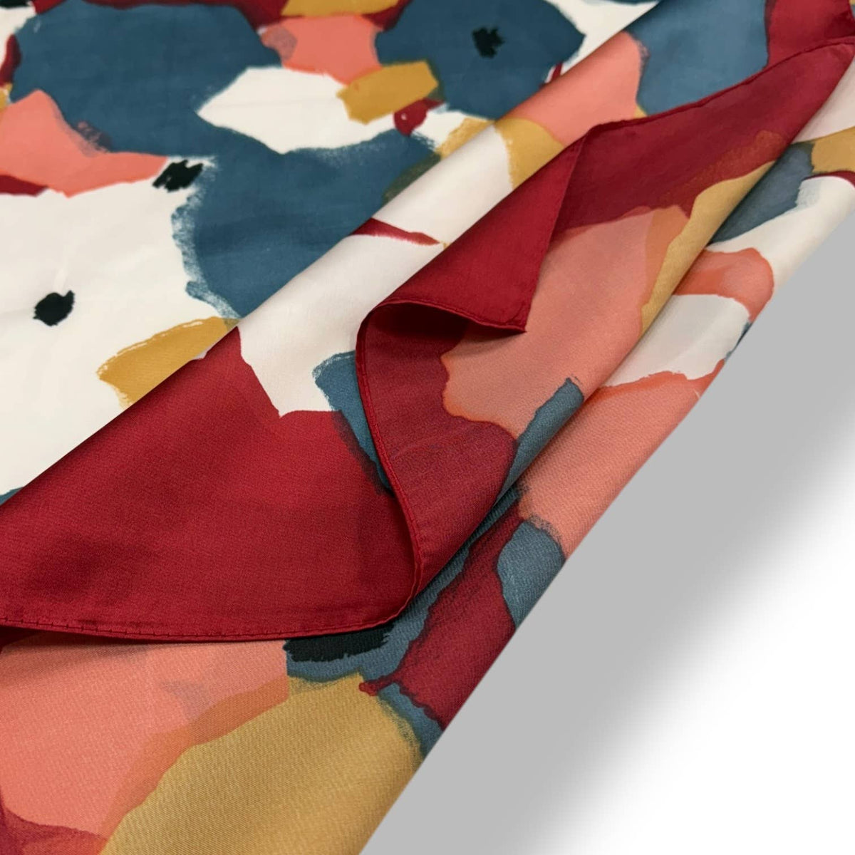 Abstract Floral Brushstroke Scarf: Red