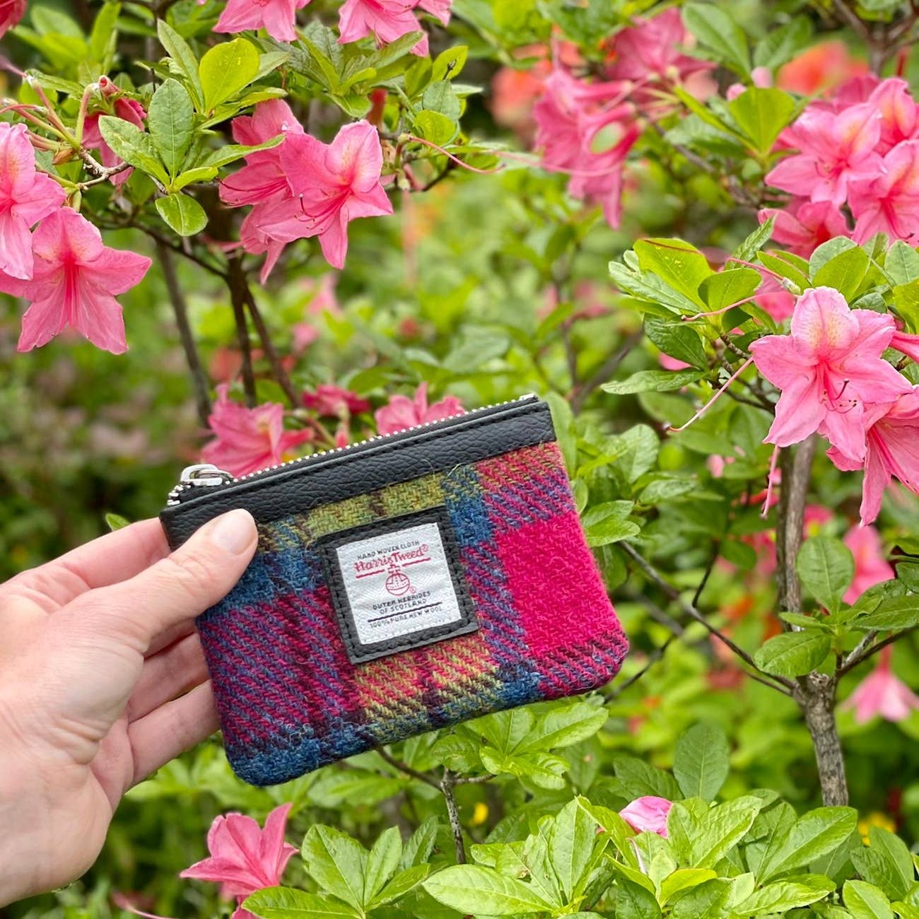Harris Tweed Coin Purse Blue Pink Check