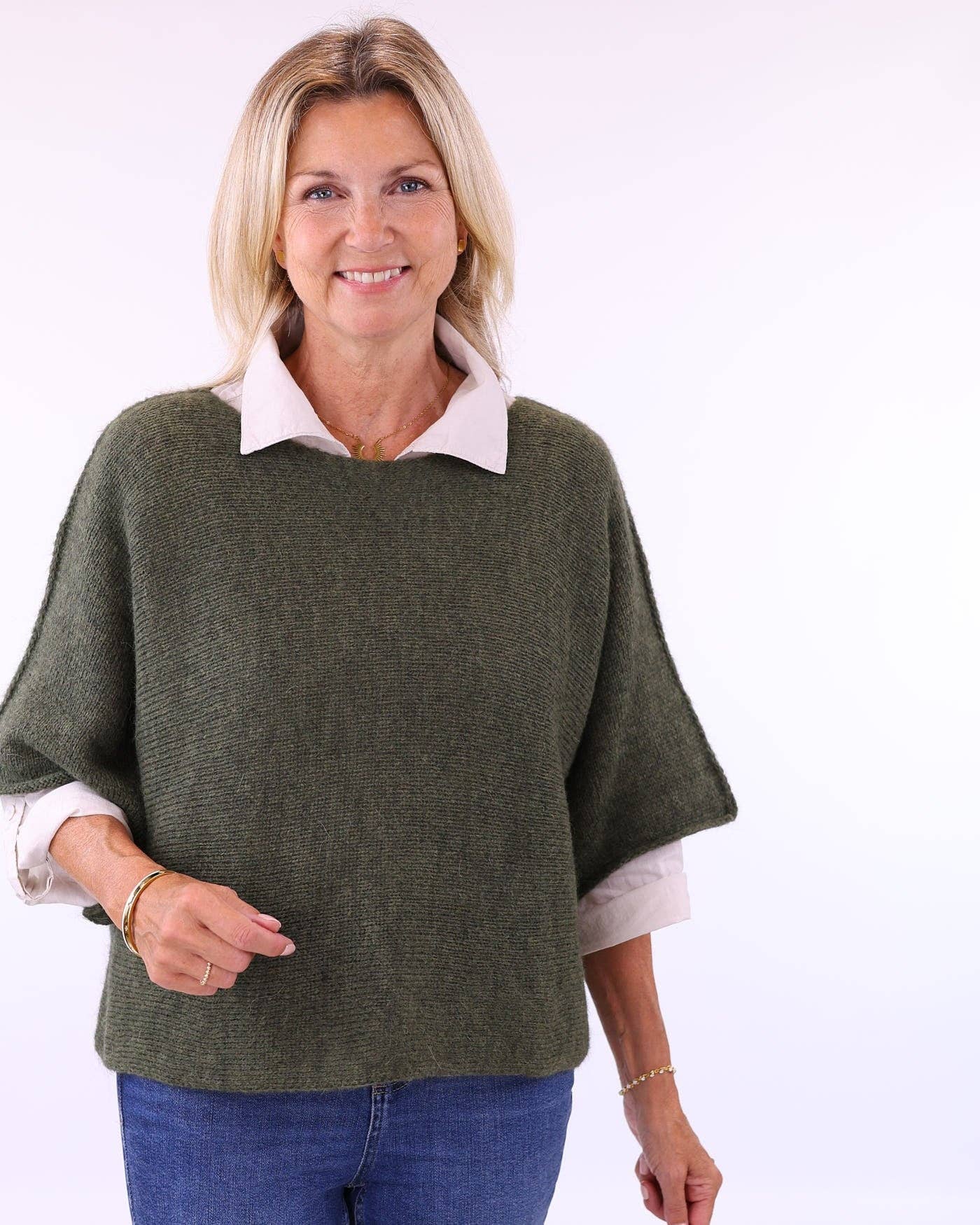 Alpaca Blend Short Tunic Top: Forest