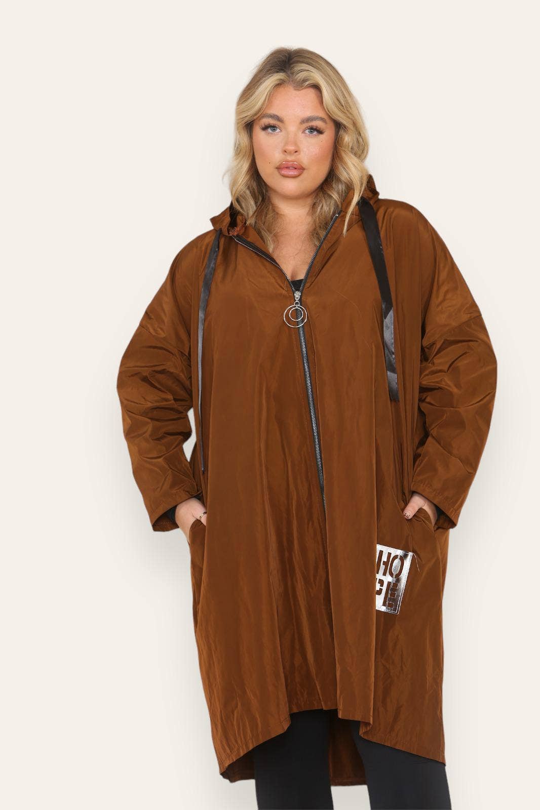 Oversized Hooded Rain Mac: Silver Grey / One Size To UK 16-24