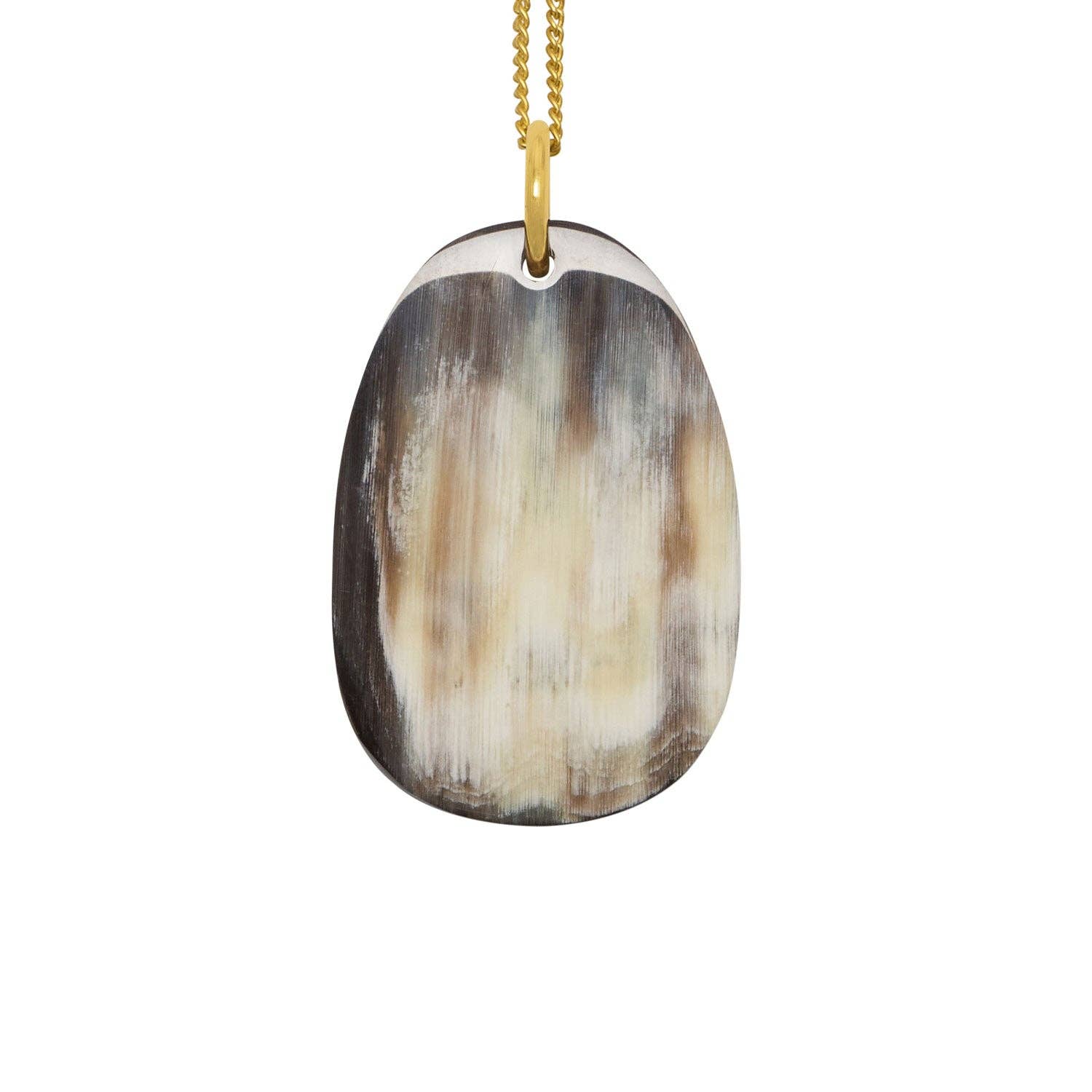 Black oval horn pendant - Gold | The Nancy Smillie Shop - Art, Jewellery & Designer Gifts Glasgow Scotland