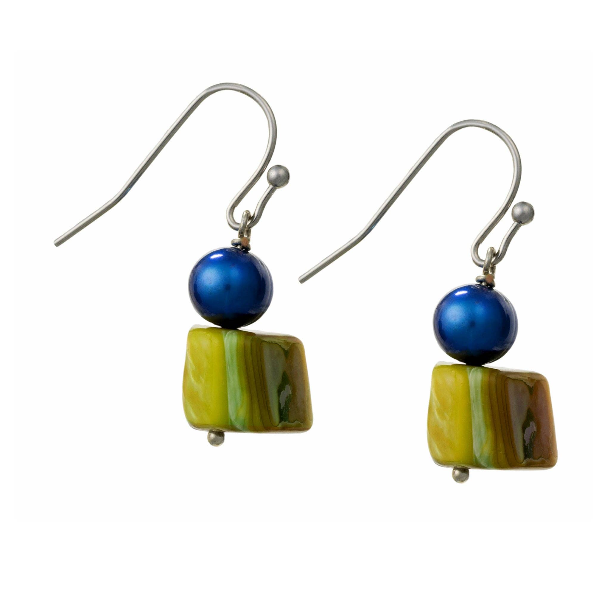 Green Blue Bead Earrings