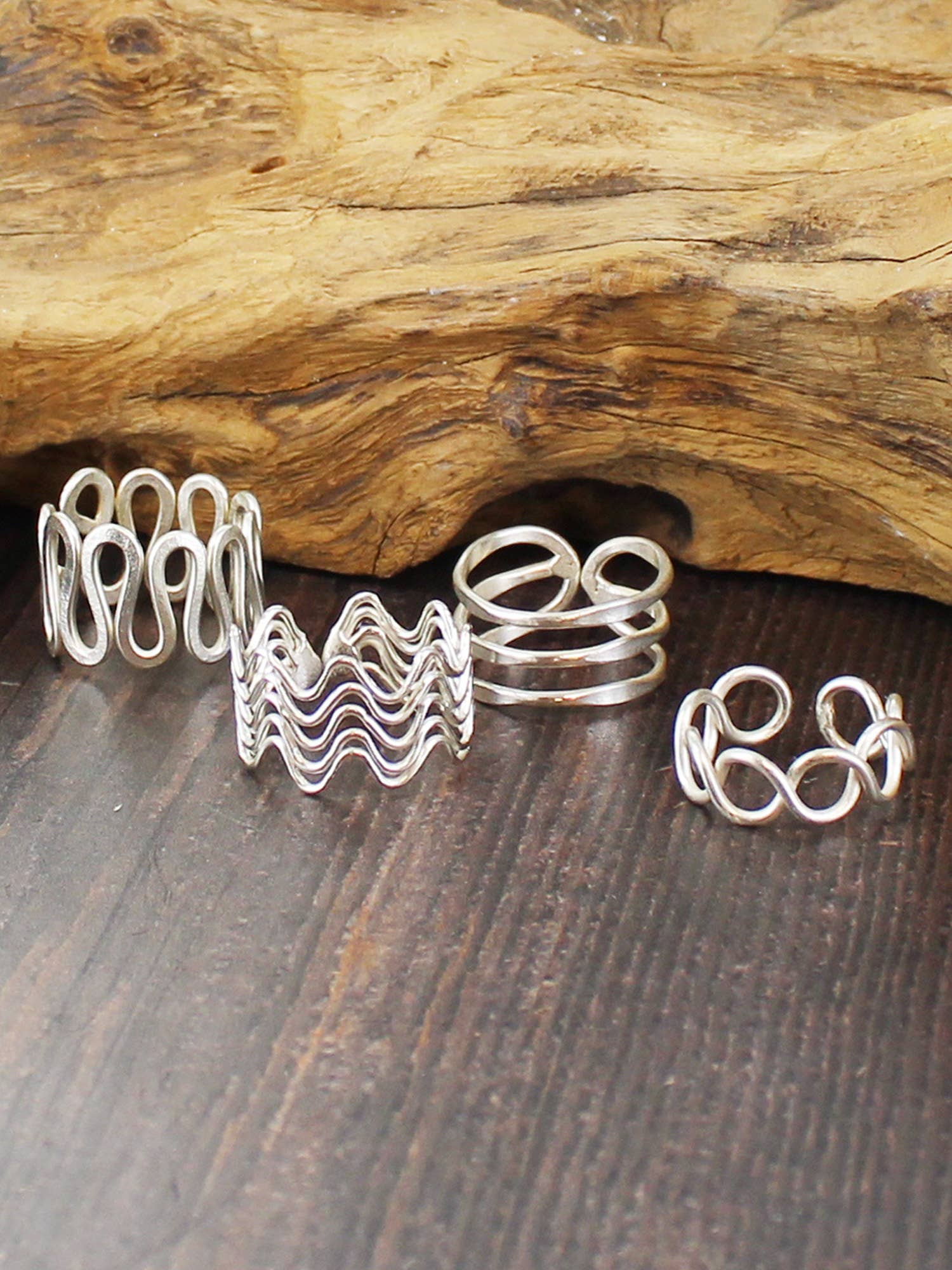 KH1514S ADJUSTABLE METAL RINGS - MIXED SET/4 - Gifts Under £20 - Scotland