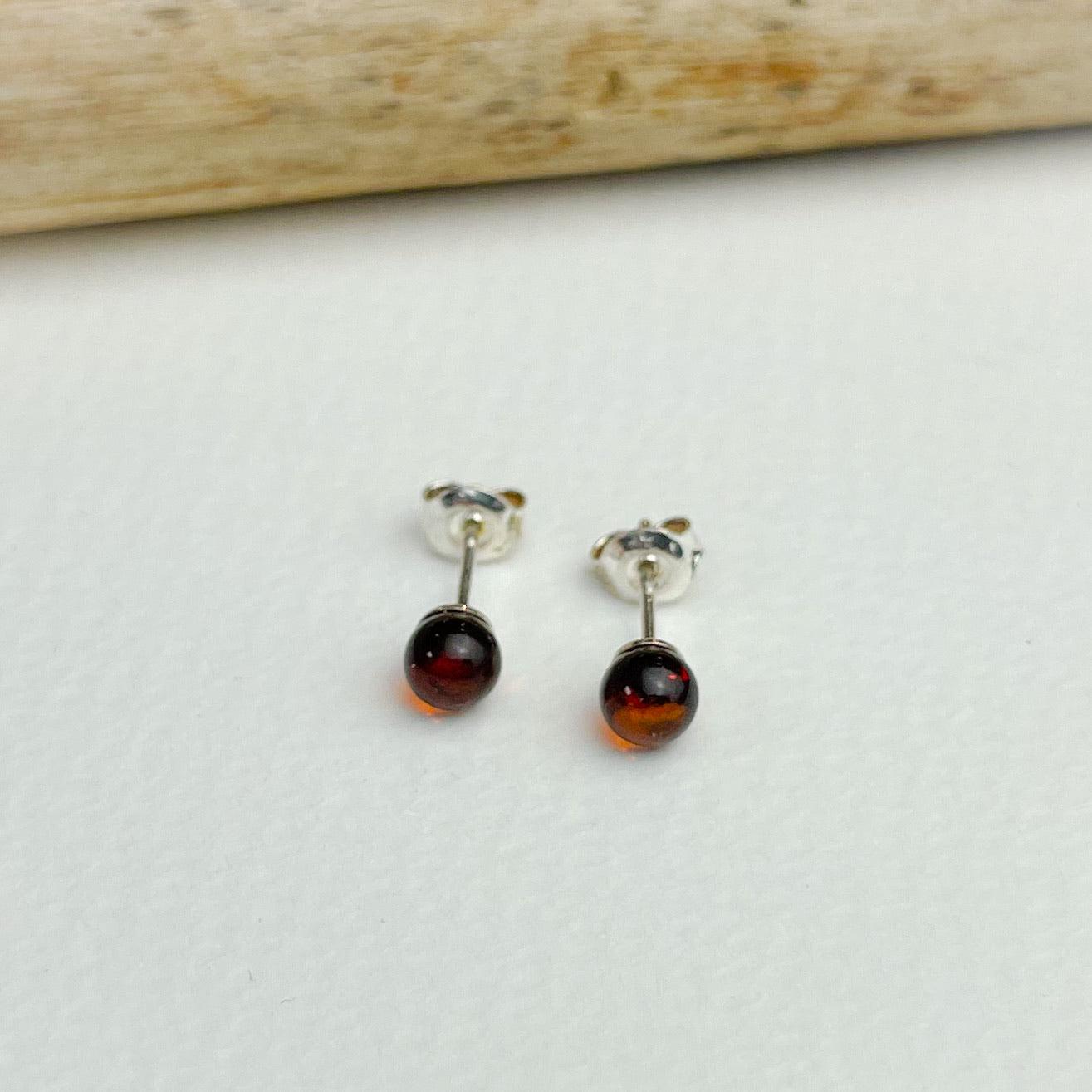 Amber Ball Stud Earrings - The Nancy Smillie Shop - Art, Jewellery & Designer Gifts Glasgow