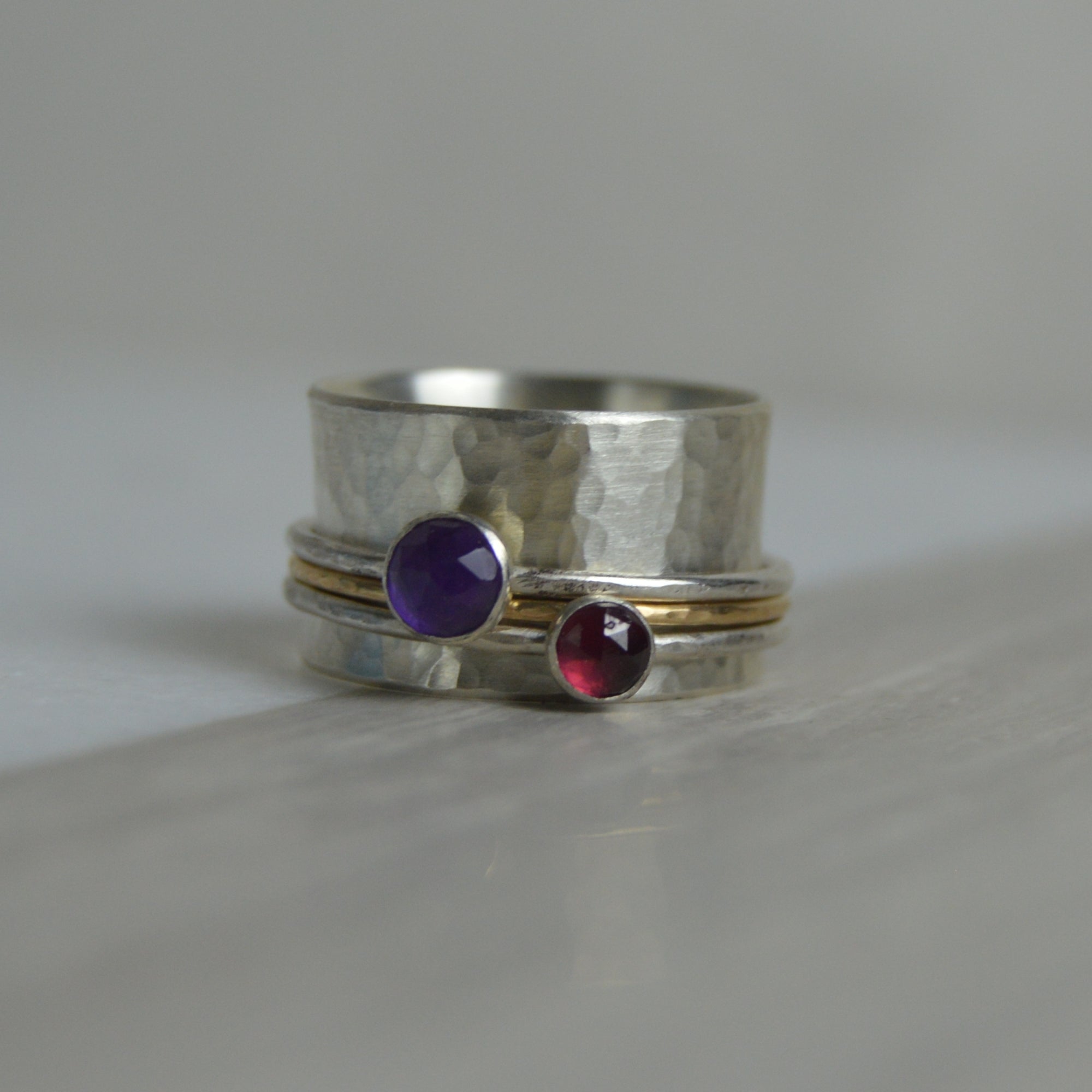 Amethyst & Garnet Spinning Ring -Made to Order - The Nancy Smillie Shop - Art, Jewellery & Designer Gifts Glasgow