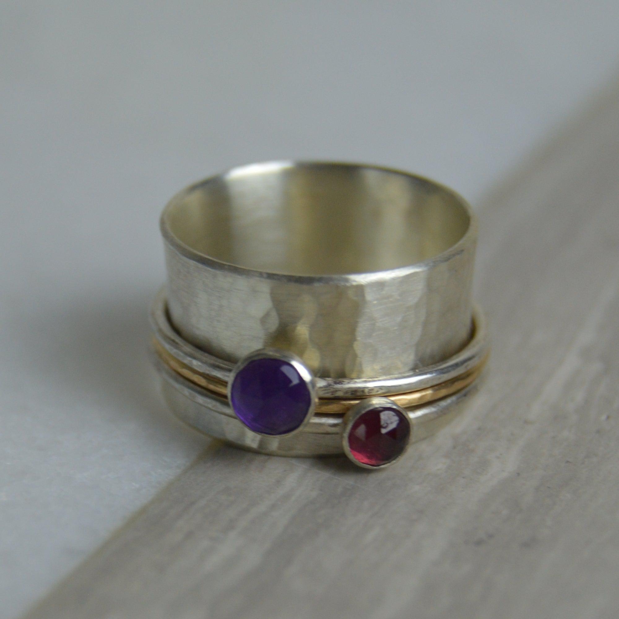 Amethyst & Garnet Spinning Ring -Made to Order - The Nancy Smillie Shop - Art, Jewellery & Designer Gifts Glasgow