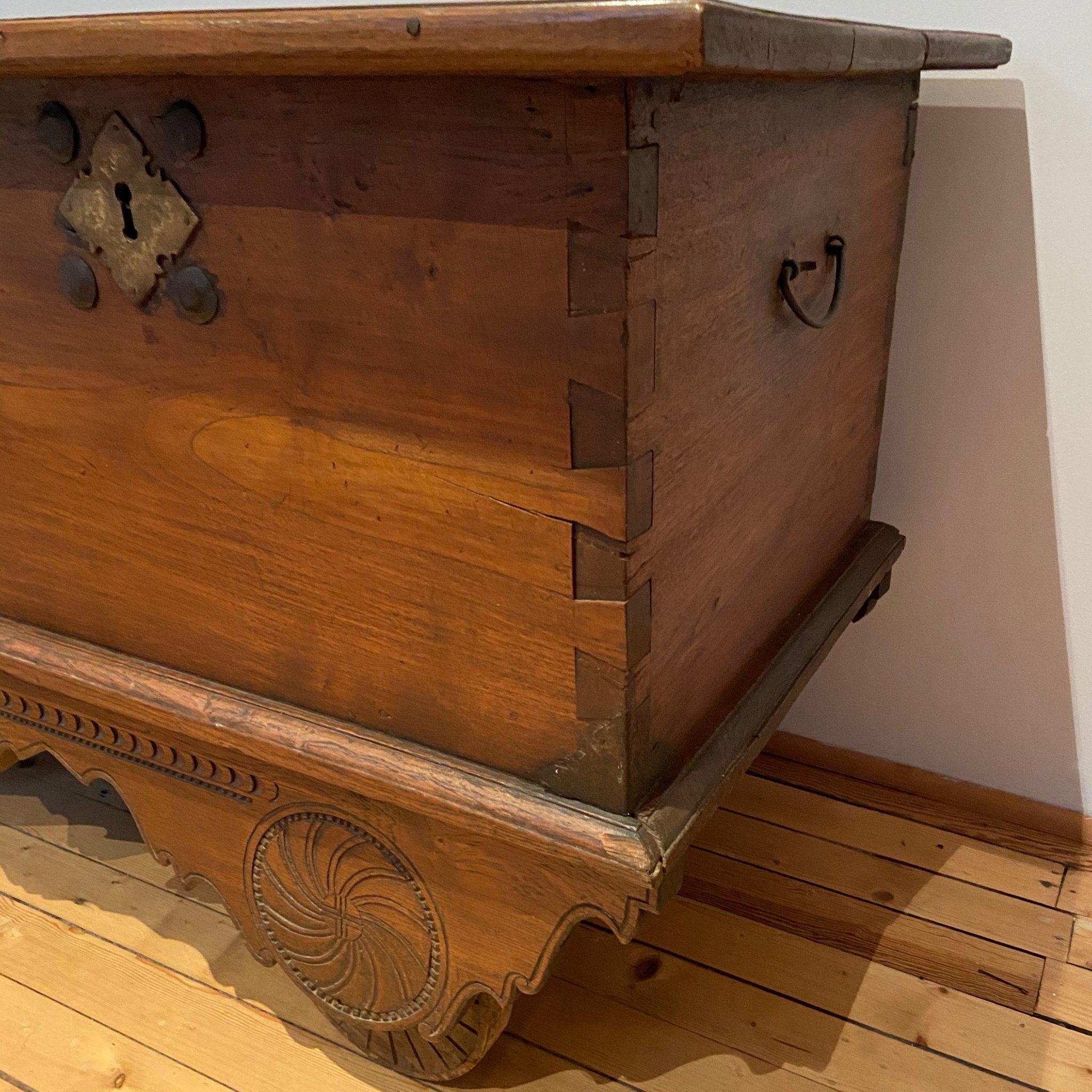 Antique Indonesian Marriage Chest or Trunk on Wheels - The Nancy Smillie Shop - Art, Jewellery & Designer Gifts Glasgow