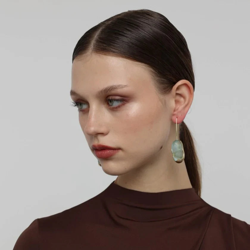 Aqua Brass Earrings - Jewellery - Scotland