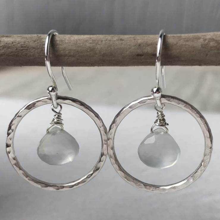 Aqua Chalcedony Hoop Earrings - The Nancy Smillie Shop - Art, Jewellery & Designer Gifts Glasgow