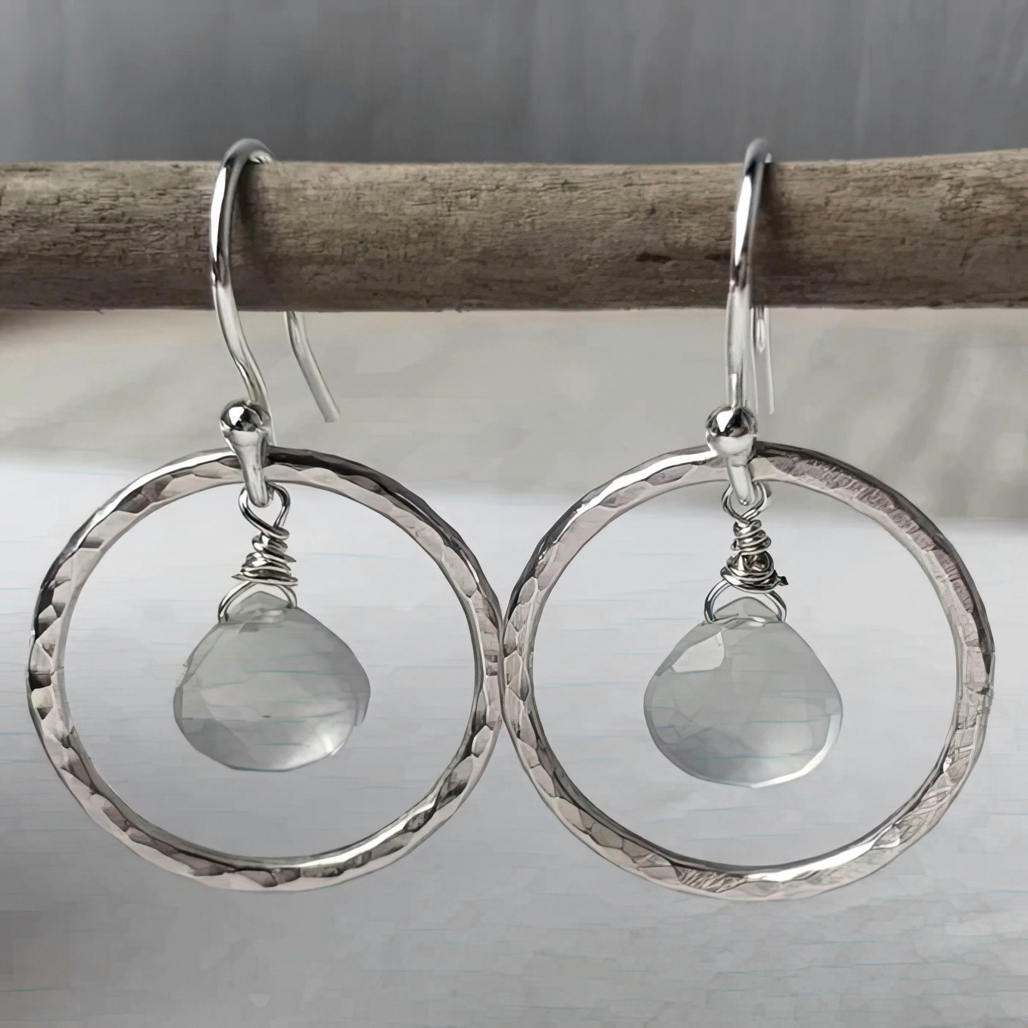 Aqua Chalcedony Hoop Earrings - The Nancy Smillie Shop - Art, Jewellery & Designer Gifts Glasgow