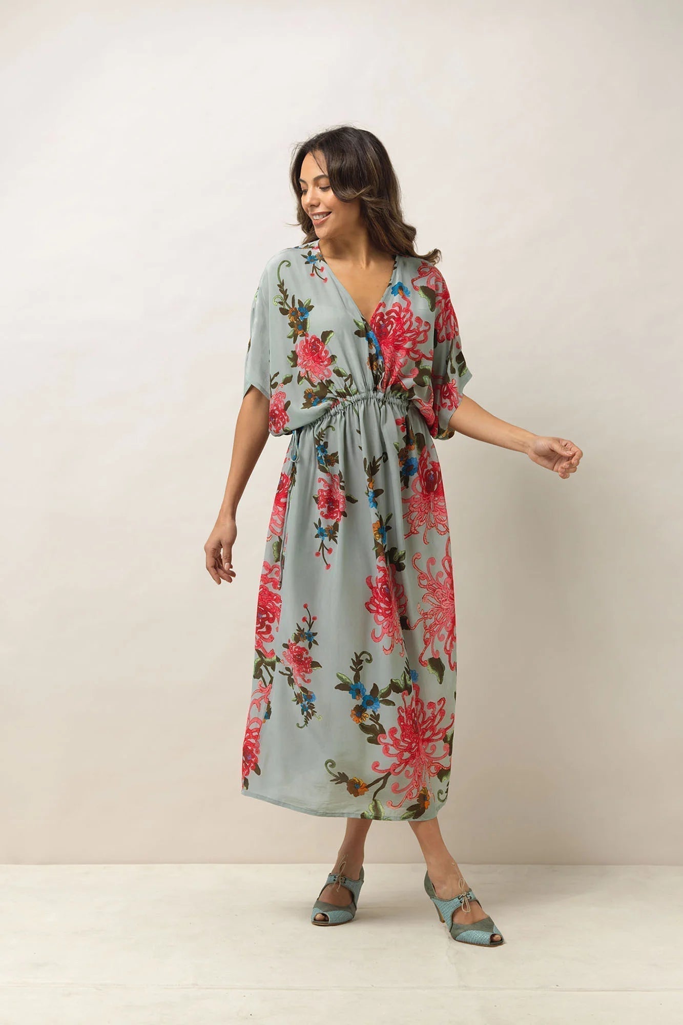 Aqua Chrysanthemum String Dress Clothing Glasgow Scotland