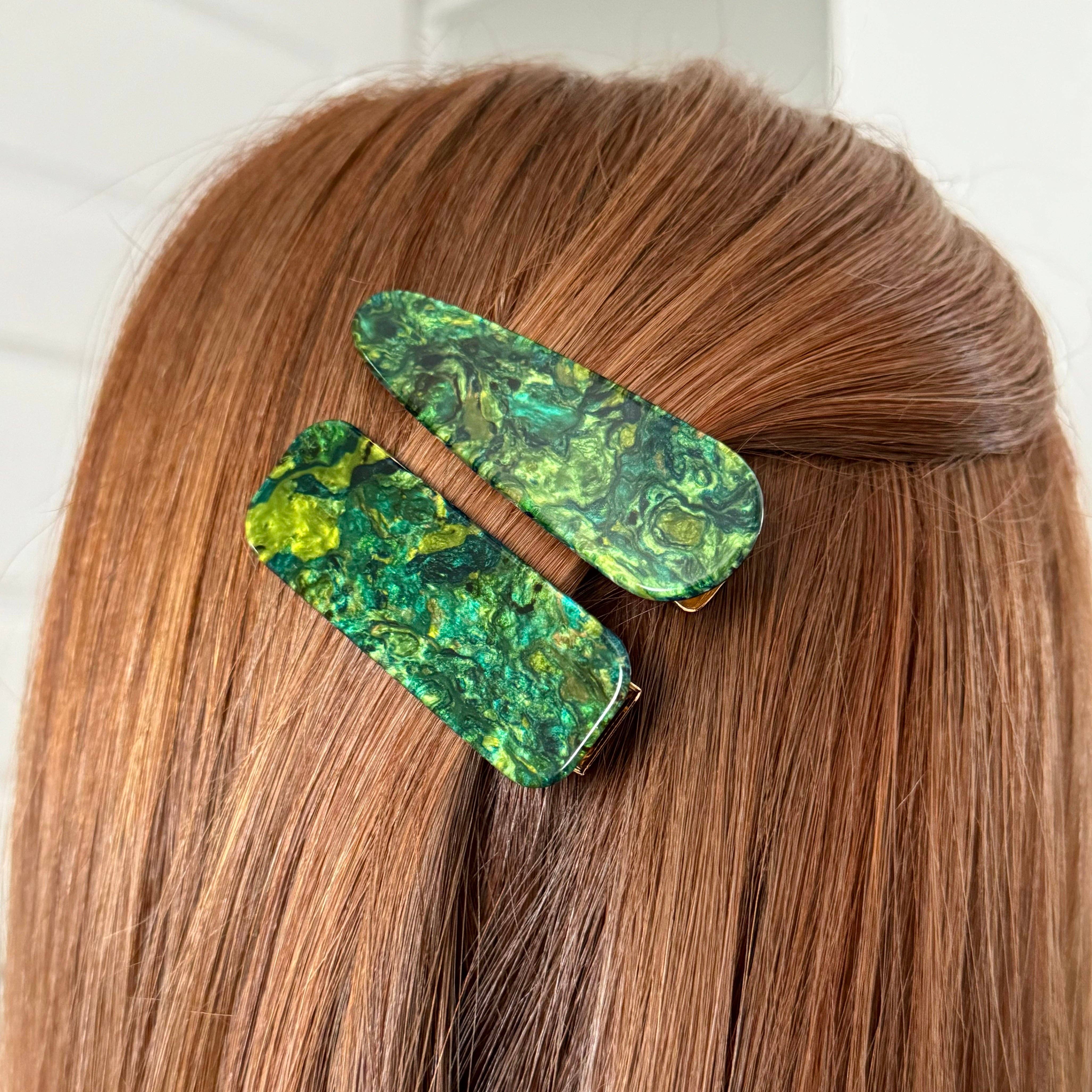 Athena Set of 2 Hair Clips: Green - Gifts Under £10 - Scotland