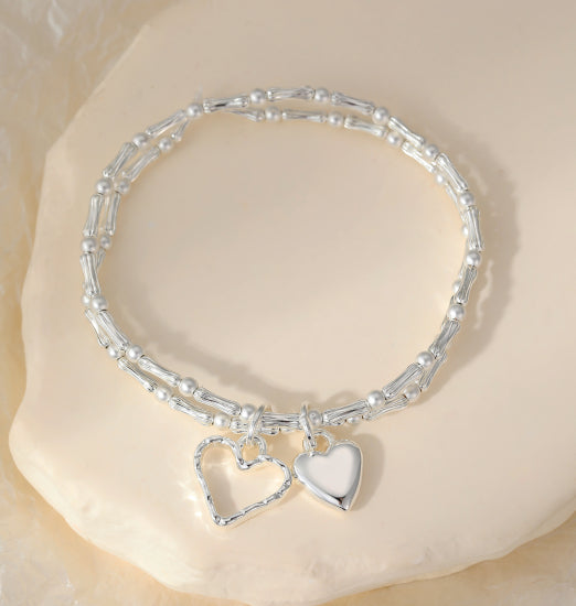Silver 2 heart bracelet