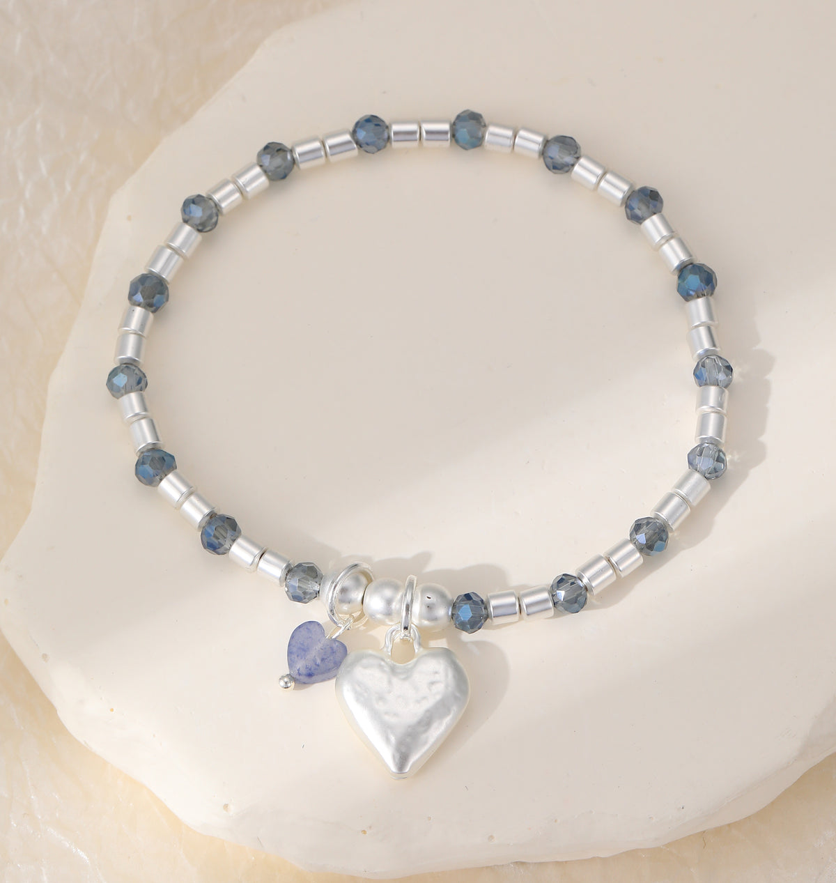 Blue Silver Heart Bracelet