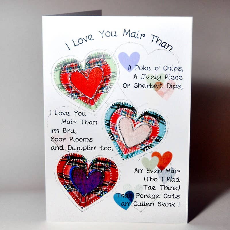 Scottish Lovey Dovey 'Love You Mair' Card