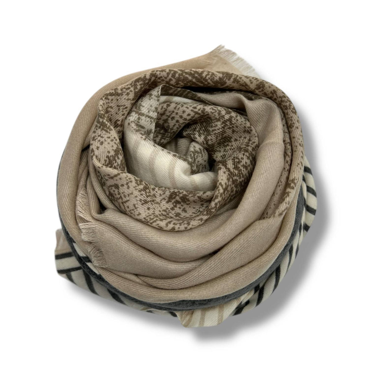 Monochrome Stripe Wool Blend Scarf on medium weight fabric: Black