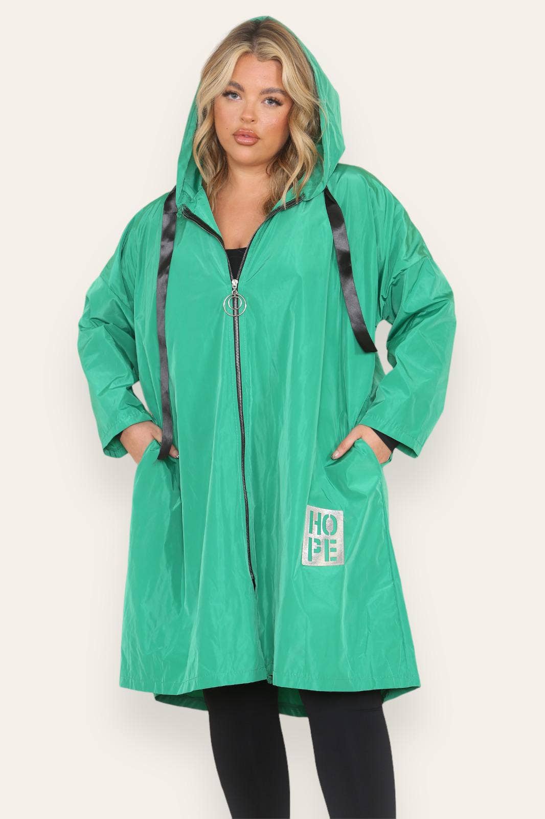 Oversized Hooded Rain Mac: Silver Grey / One Size To UK 16-24