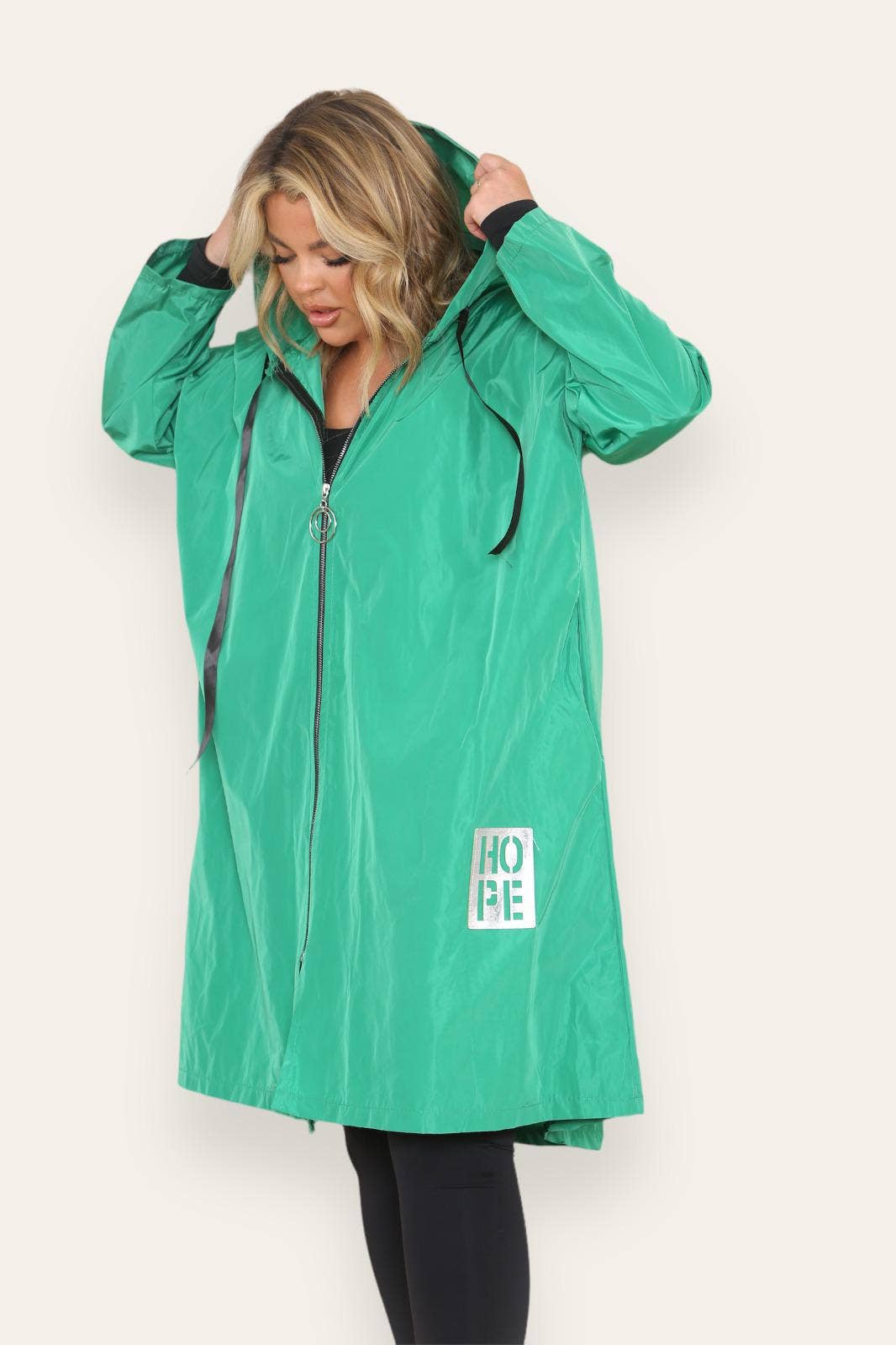 Oversized Hooded Rain Mac: Silver Grey / One Size To UK 16-24