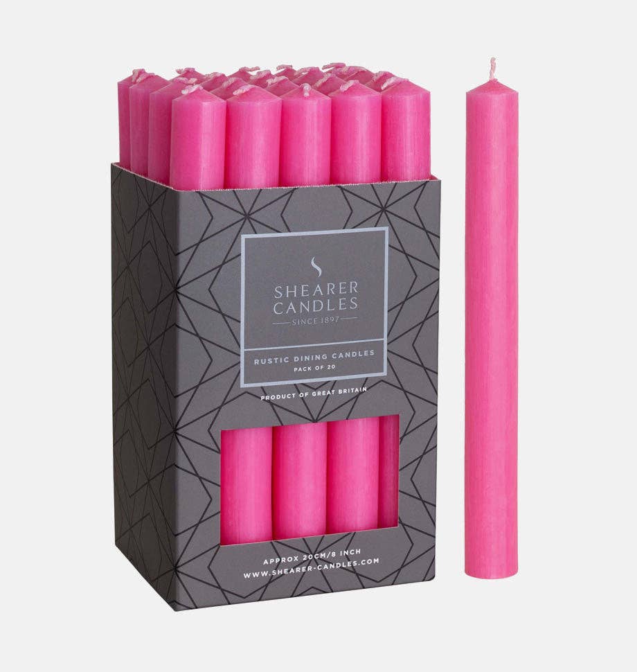 Deep Pink 8 inch Dinner Candles x 20