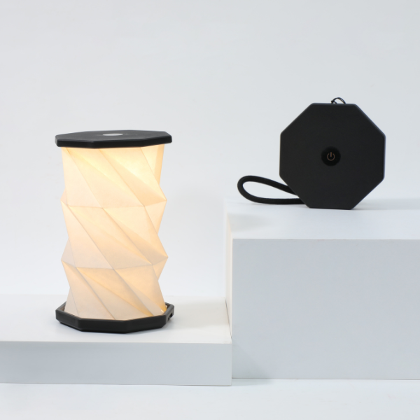 Mini Twist Hexagon Lamp: Walnut Drift