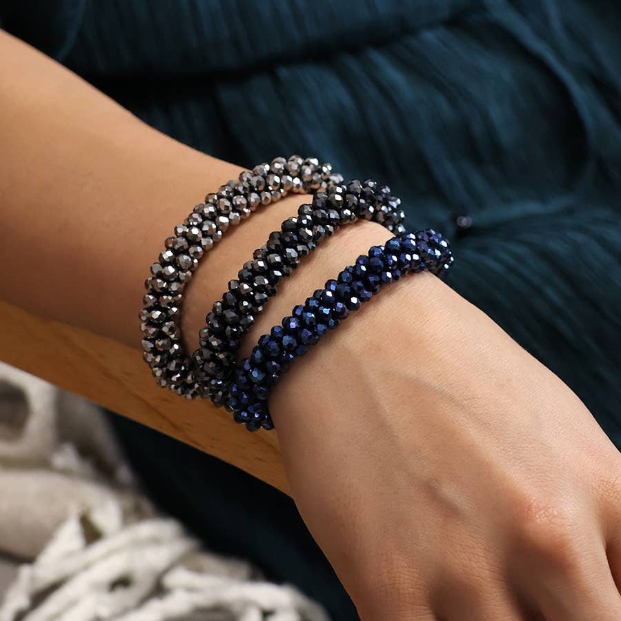 Navy Bead Cluster Bracelet: Blue/Navy