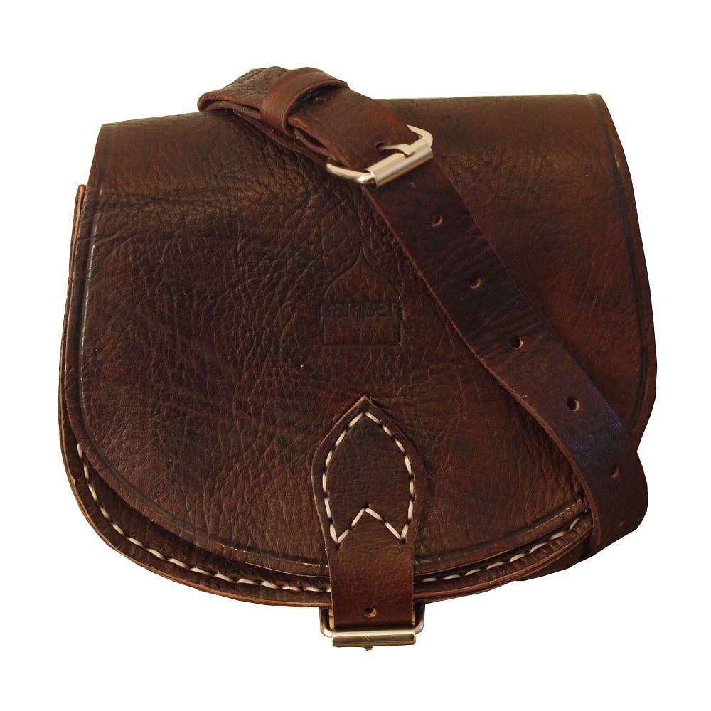 Small Leather Saddle Bag: Dark Brown